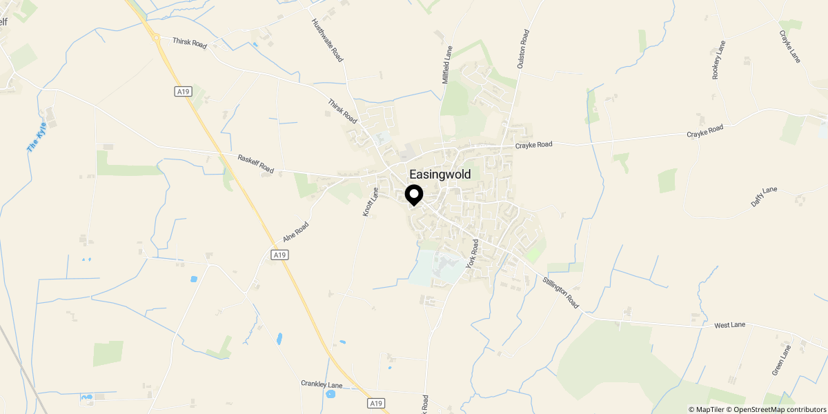 Approximate location of Long Street, Easingwold, York