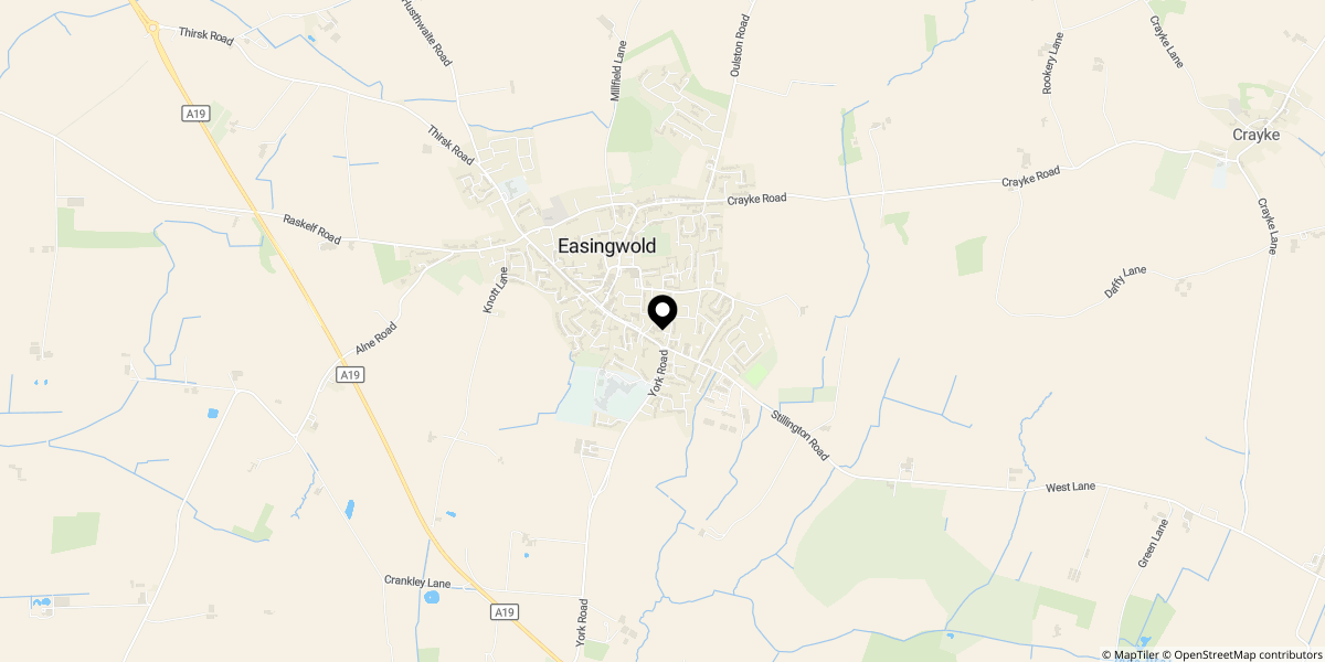 Approximate location of Galtres Drive, Easingwold, York