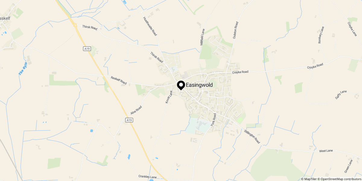 Approximate location of Long Street, Easingwold, York