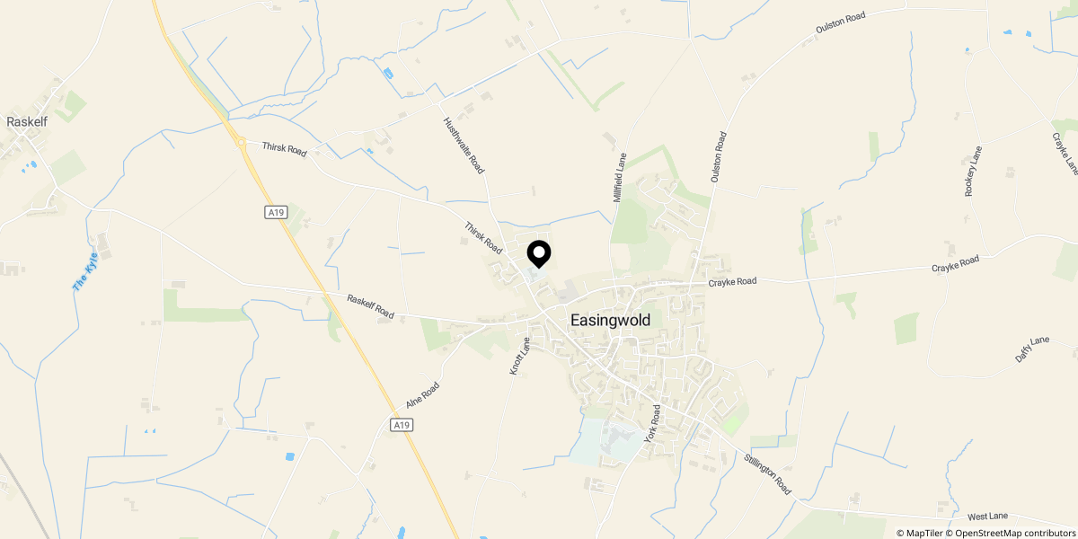 Approximate location of Thirsk Road, Easingwold
