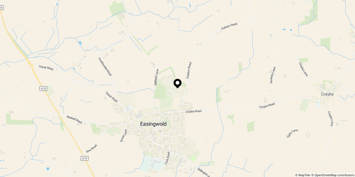 Approximate location of Tower Croft, Easingwold, York