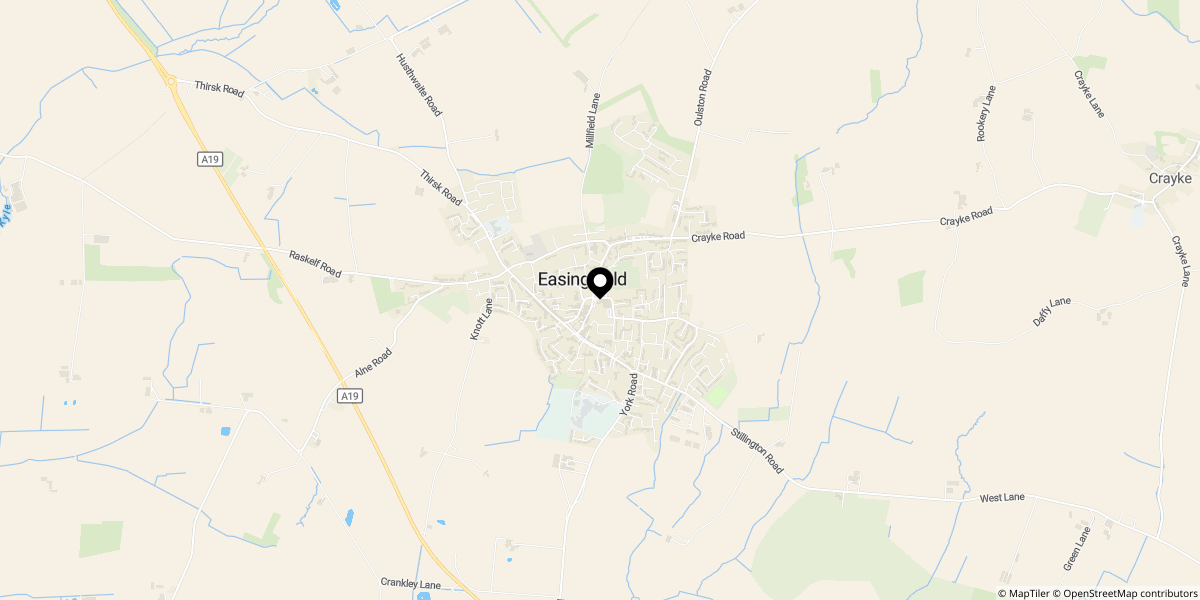 Approximate location of Back Lane, Easingwold, York