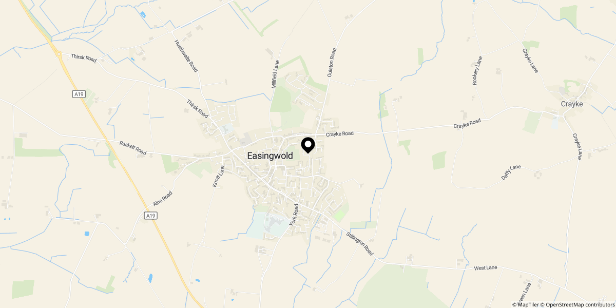 Approximate location of Kellbalk Lane, Easingwold, York, YO61 3BZ